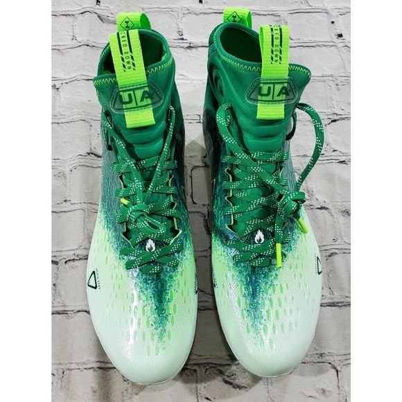 Under Armour UA Spotlight Lux MC 2.0 Football Cleats Green White MENS SIZE 11 - Picture 2 of 8